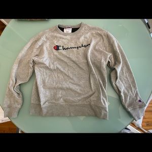 Light Gray Melange Champion Large Crewneck Sweatshirt